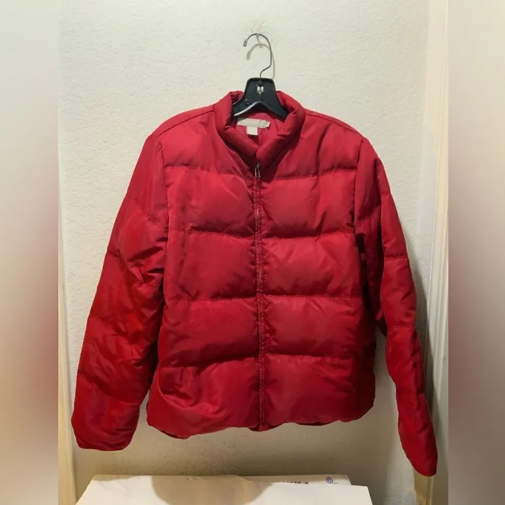 J Crew Puffer size L winter jacket Red